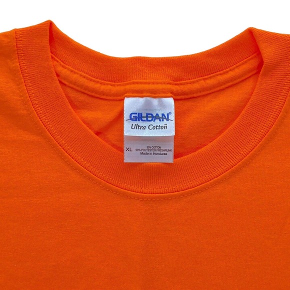 NWT Gildan Mens XL Ultra Cotton T-Shirt Short Sleeve Tee Preshrunk Safety Orange - Picture 3 of 9